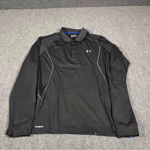 Under Armour Other - Under Armour Polo Shirt Mens 2xl Xxl Infrared Black 1/4 Zip Pullover Cold Gear